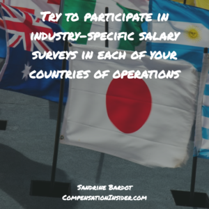 Try to participate in industry-specific surveys in each of your countries of operations