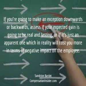 assess yr real gain if you will make abackwards or downwards exception to a common practice